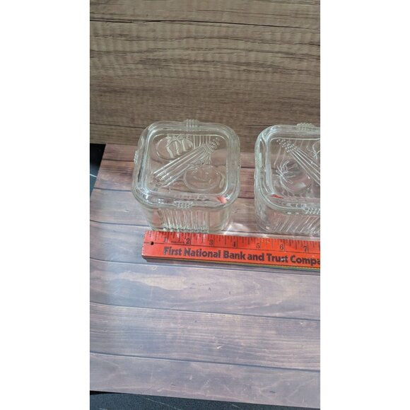 Federal Glass Refrigerator Dish Set Square Clear Vintage Ribbed Tomatoes & Celer - Picture 8 of 8